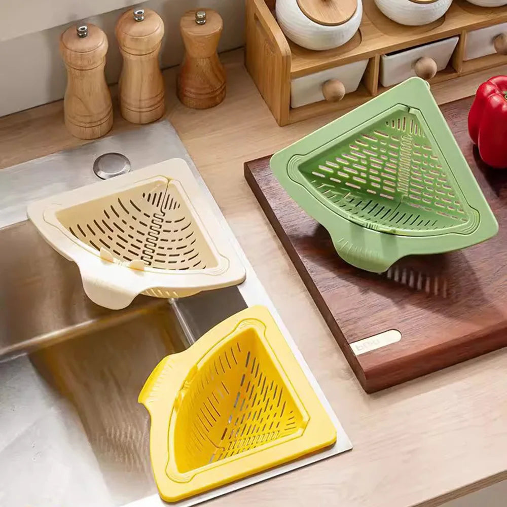 Magnetic Sink Drain Basket Triangle Vegetable and Fruit Drainage Basket Food Waste Filter Collector Kitchen Storage Organizer